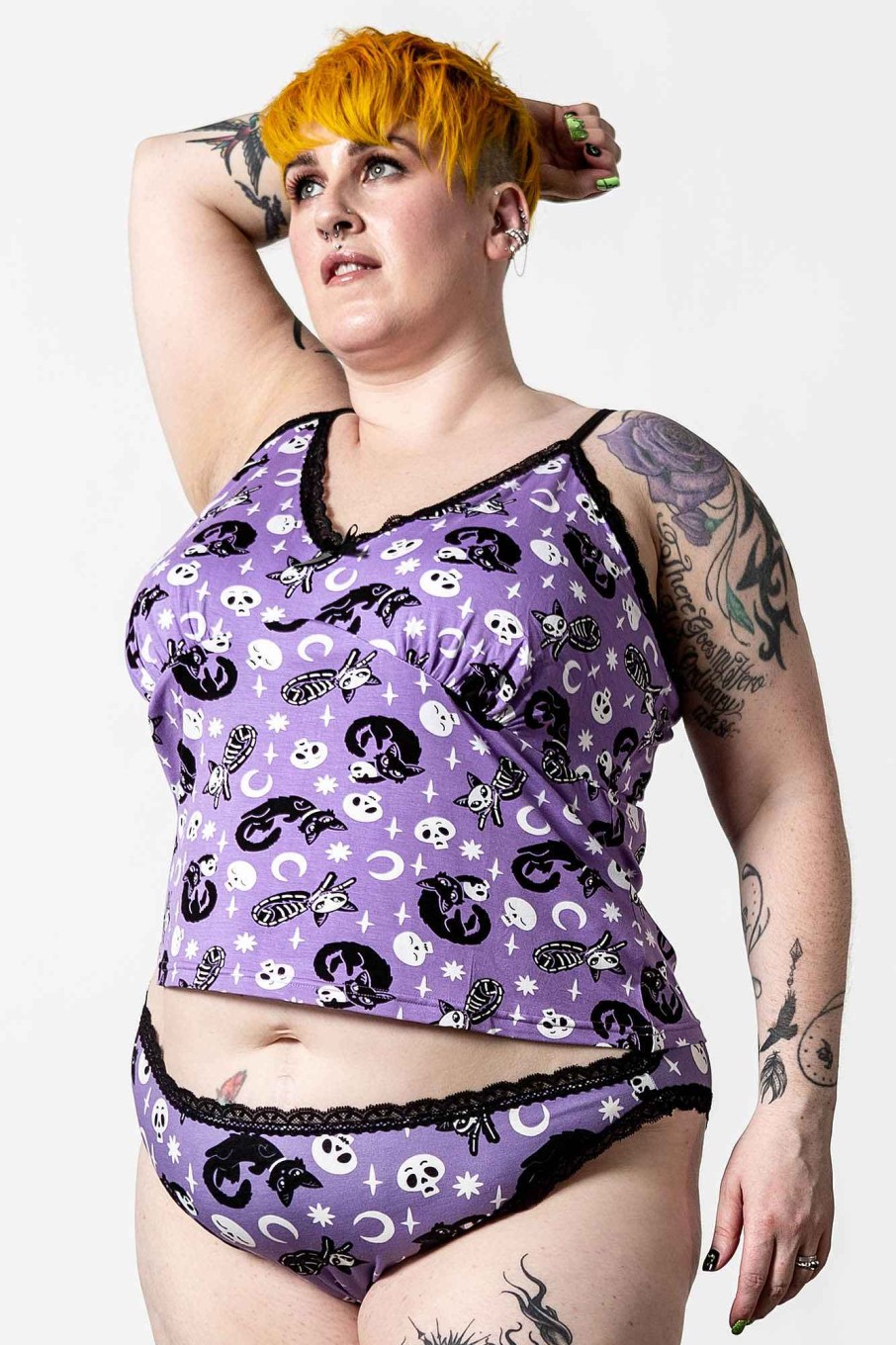 Plus KILLSTAR Loungewear | Purr Off Cami Top [Plum] [Plus] Purple