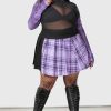 Plus KILLSTAR Skirts | Cattie Pleated Skirt [Plus] Purple Tartan