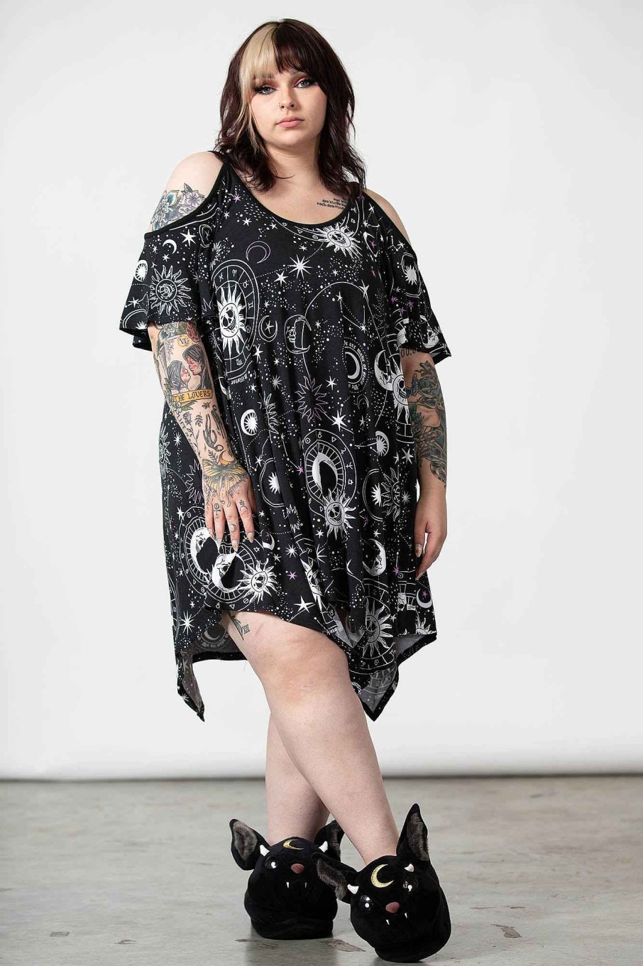 Plus KILLSTAR Loungewear | Zodiac Lounge Dress [Plus] Black