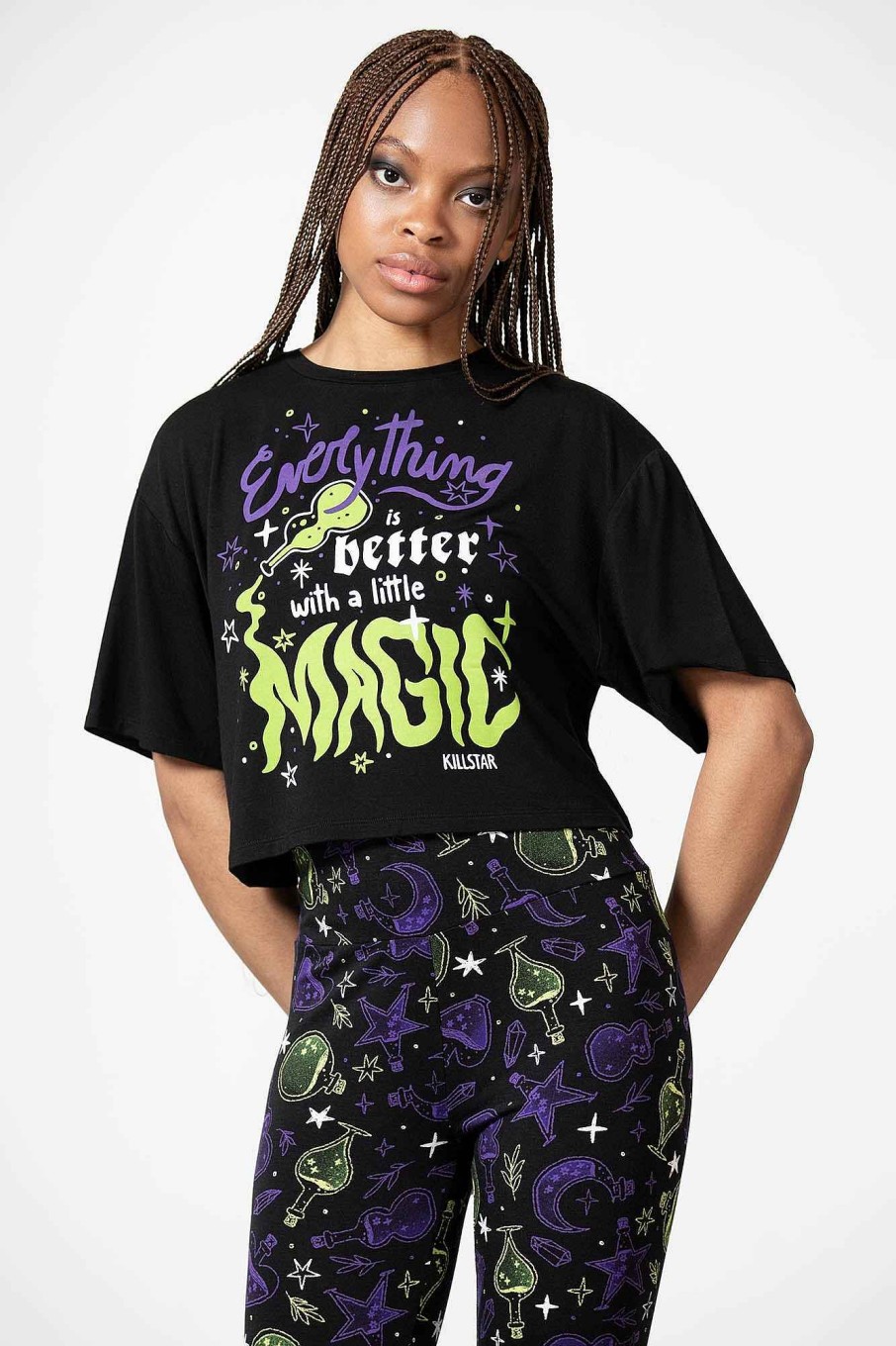 Women KILLSTAR Loungewear | Magic Chill Crop Top Black