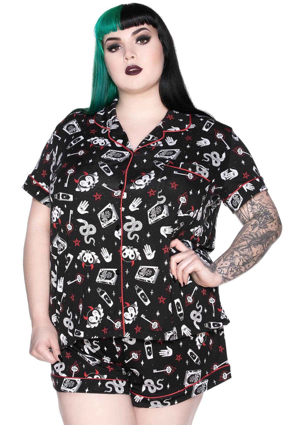 Plus KILLSTAR Loungewear | See U In Hell Lounge Set [Plus] Black