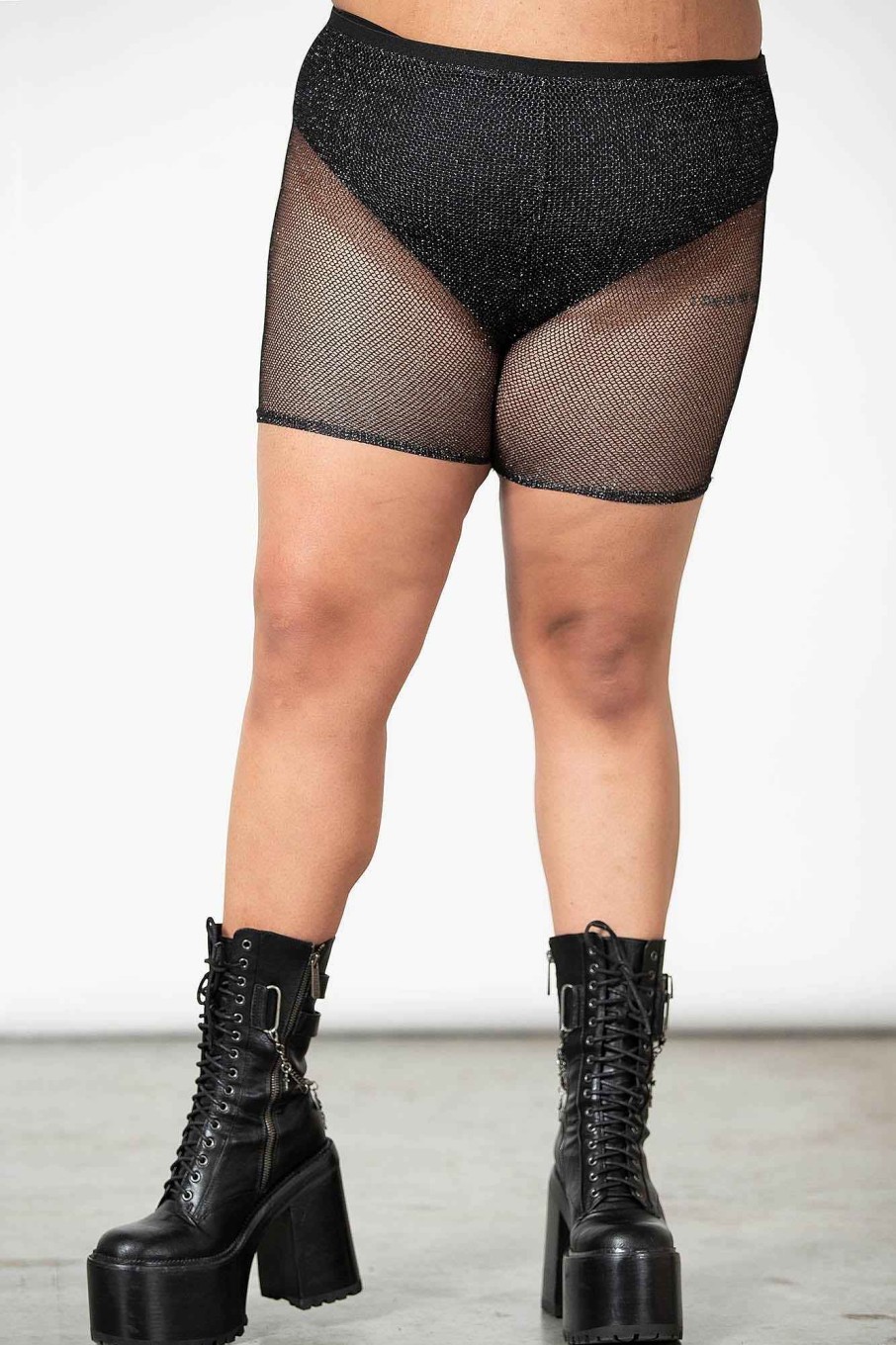 Plus KILLSTAR Bottoms | Synth Sigil Fishnet Bike Short [Plus] Black