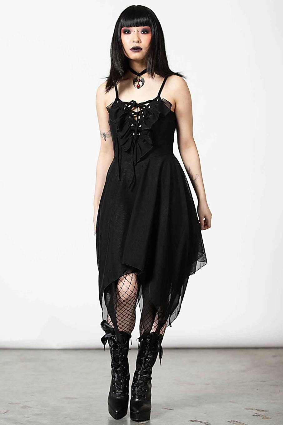 Women KILLSTAR Dresses | Anshee Lace-Up Dress Black