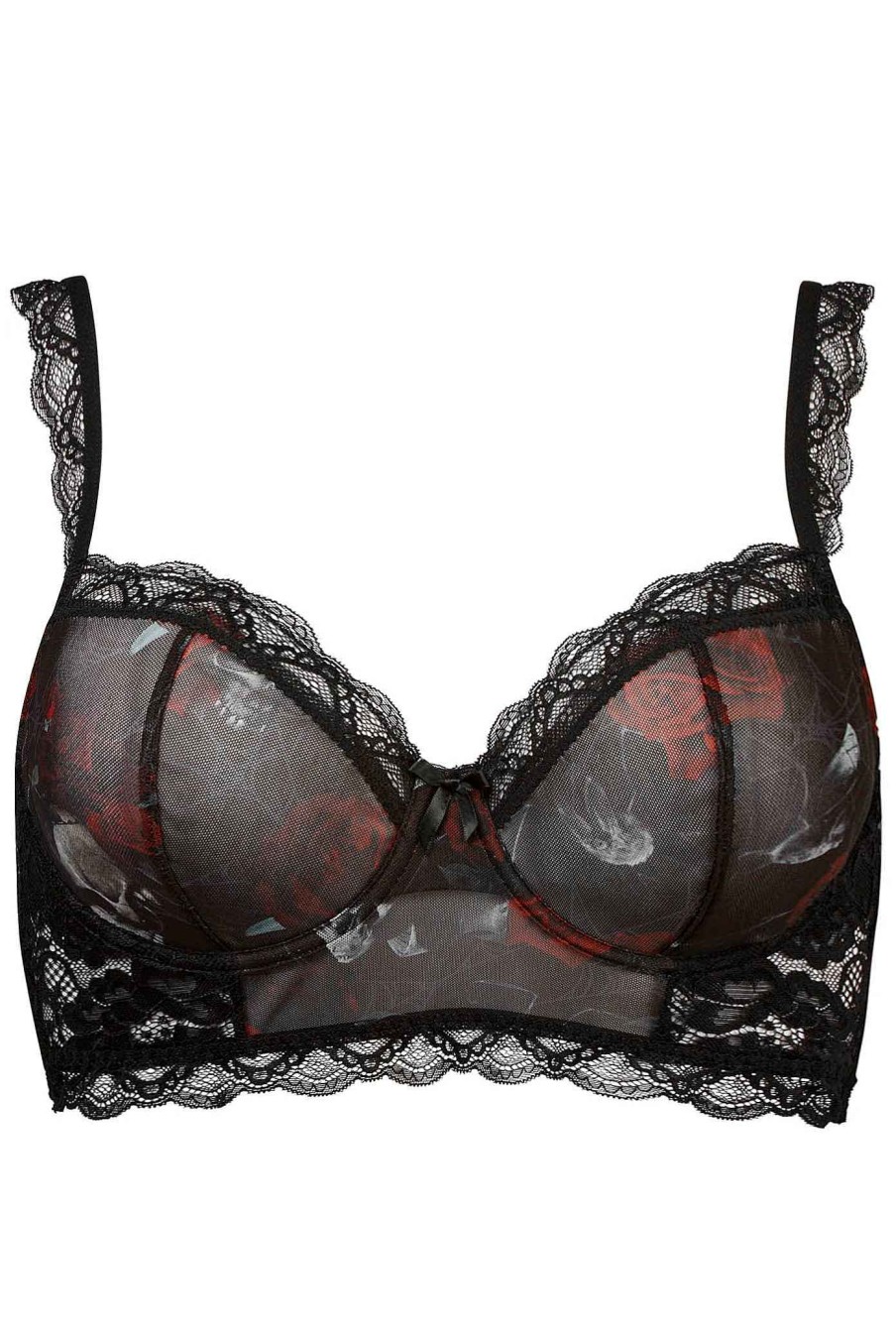 Plus KILLSTAR Intimates | Wild Rose Mesh Bra [Plus] Black