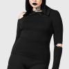 Women KILLSTAR Tops | Morwen Hooded Top Black