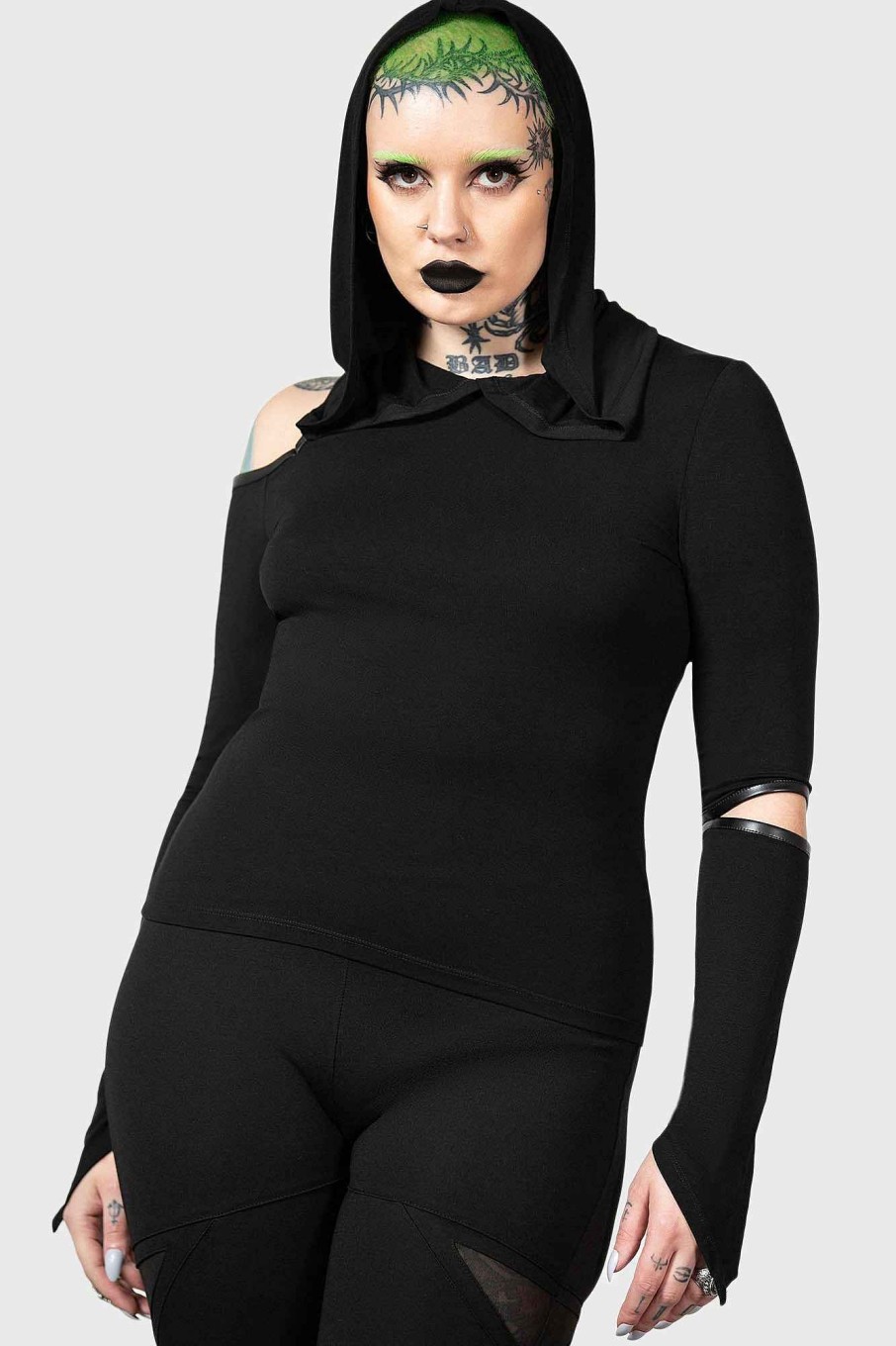 Women KILLSTAR Tops | Morwen Hooded Top Black