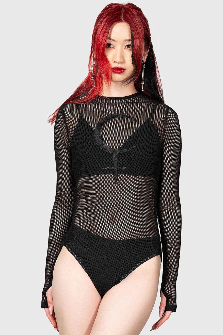 Women KILLSTAR Intimates | Lilith'S Moon Bodysuit Black