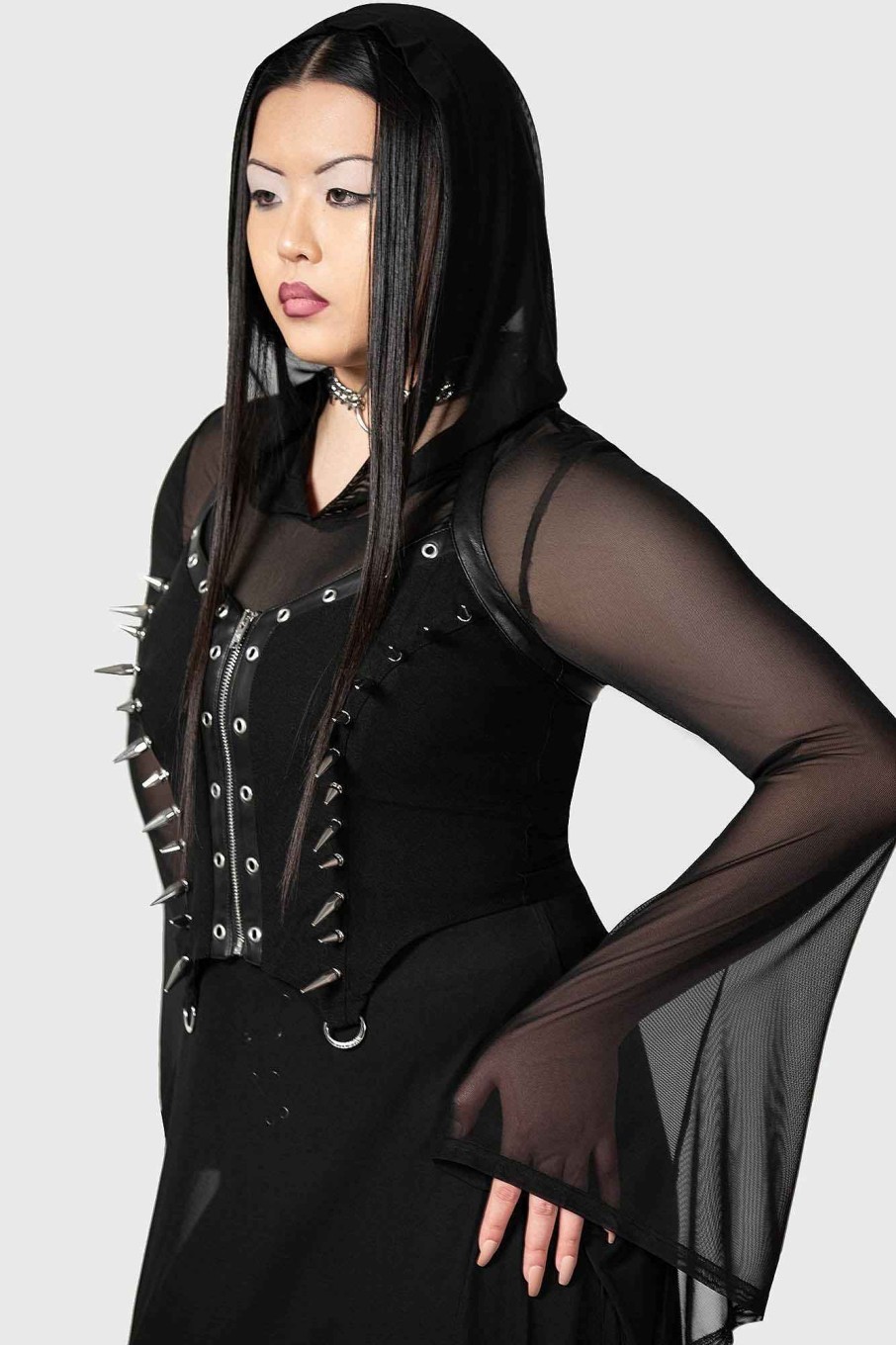 Women KILLSTAR Tops | Saintly Spiked Corset Black