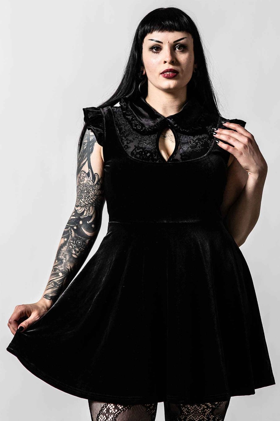 Women KILLSTAR Dresses | Amaymon Collar Dress Black