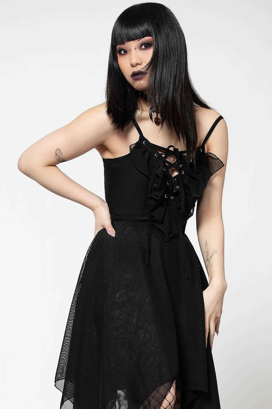 Women KILLSTAR Dresses | Anshee Lace-Up Dress Black