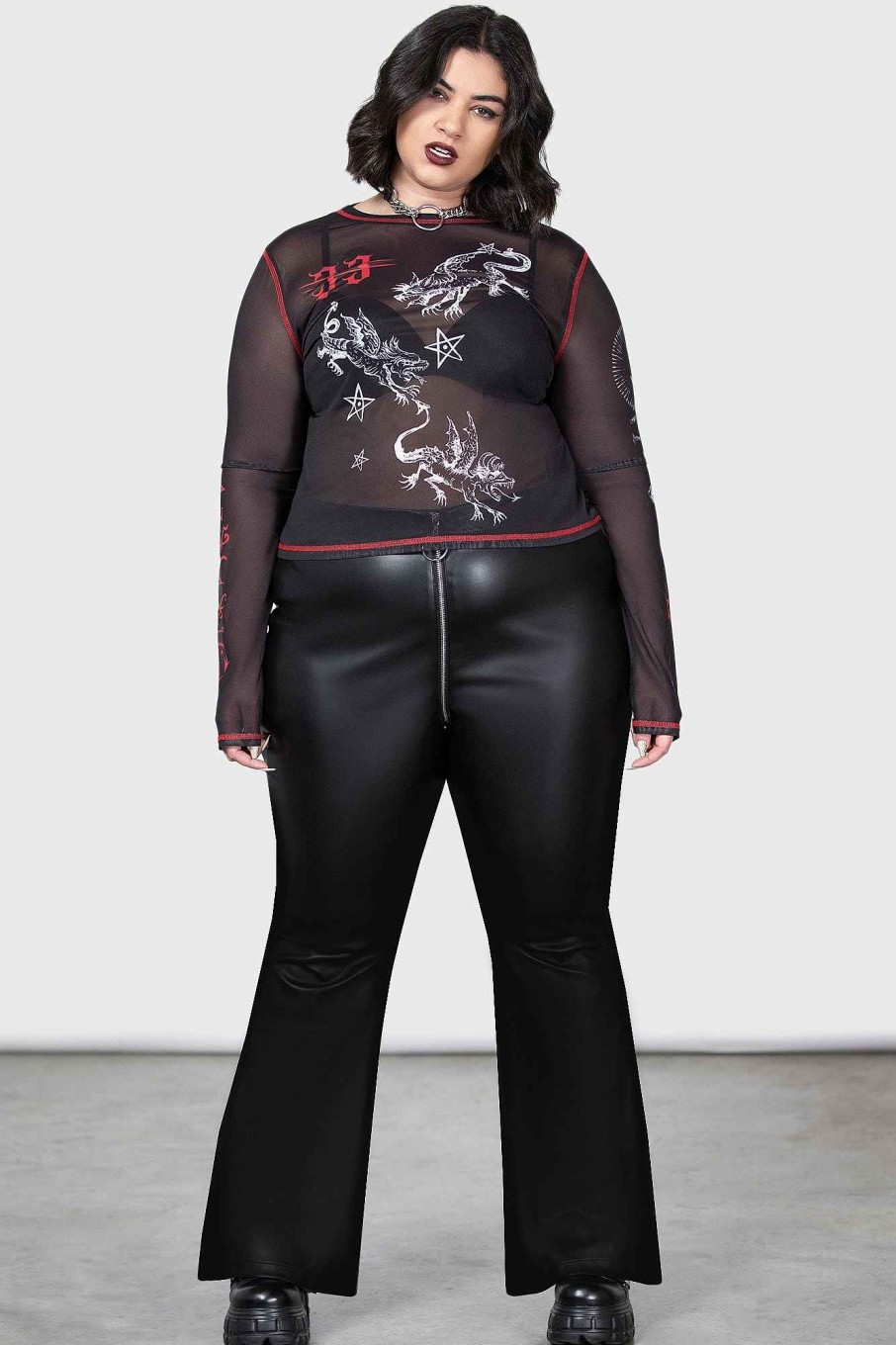 Plus KILLSTAR Bottoms | Mother Of Demons Flares [Plus] Black