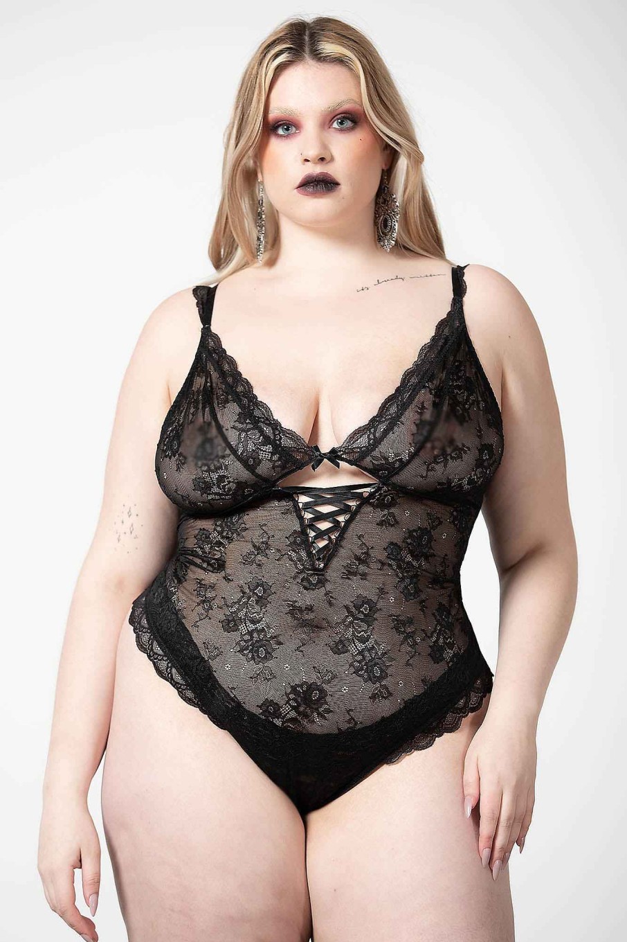 Plus KILLSTAR Intimates | Sabelina Lace Bodysuit [Plus] Black