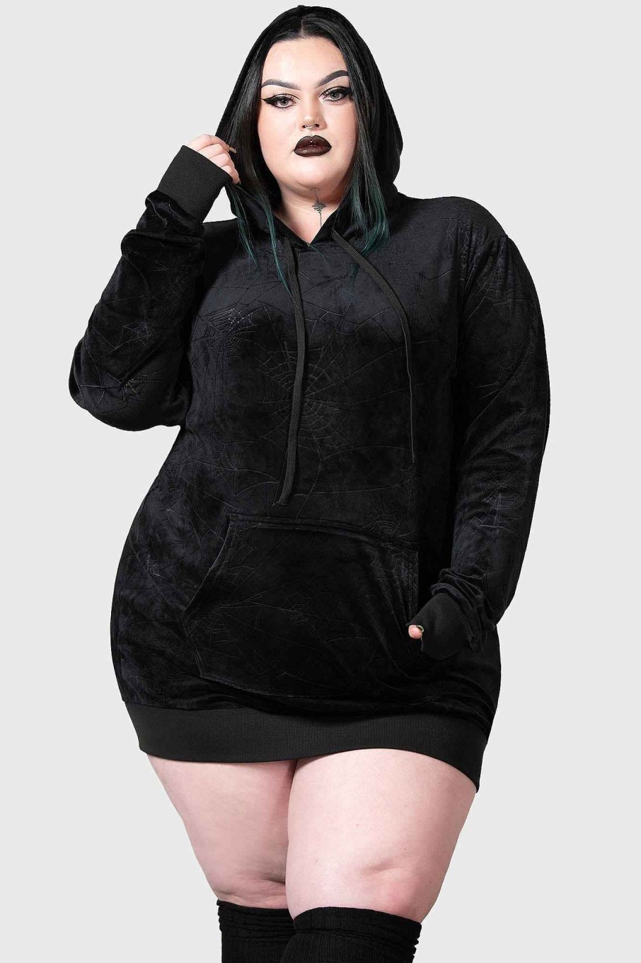 Plus KILLSTAR Outerwear | Webmare Longline Hoodie [Plus] Black