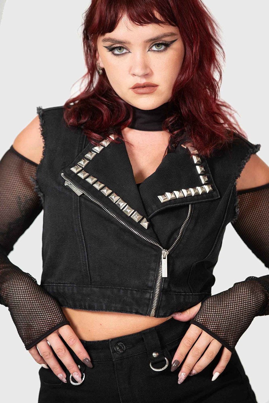 Women KILLSTAR Outerwear | Heaven2Hell Denim Vest Black