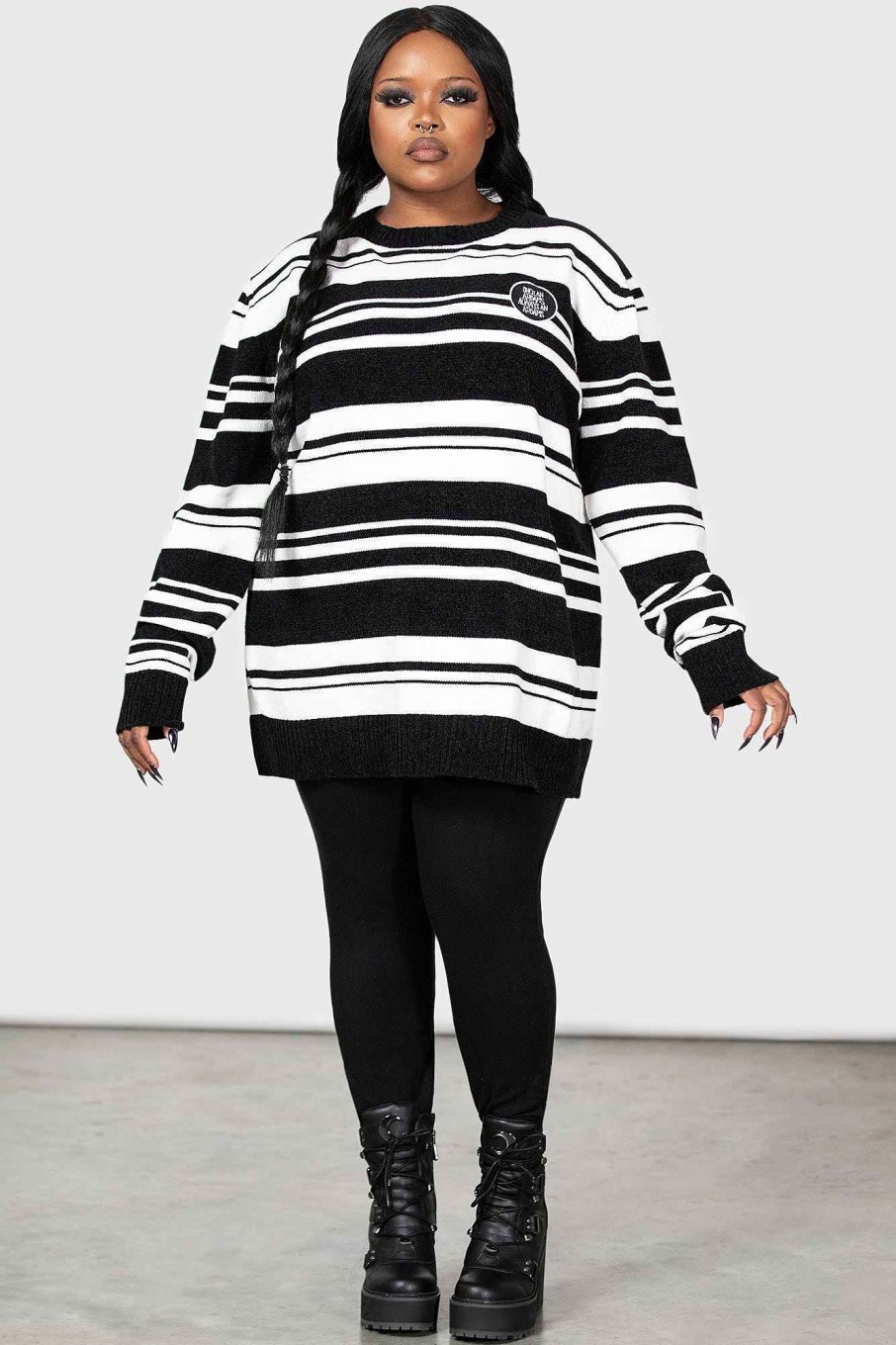 Plus MGM WEDNESDAY Knitwear | Pugsley Addams Sweater [Plus] Black/White