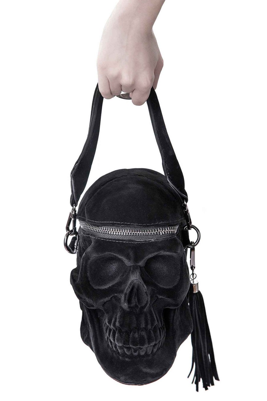 Accessories KILLSTAR Handbags | Grave Digger Skull Handbag [Velvet] Black