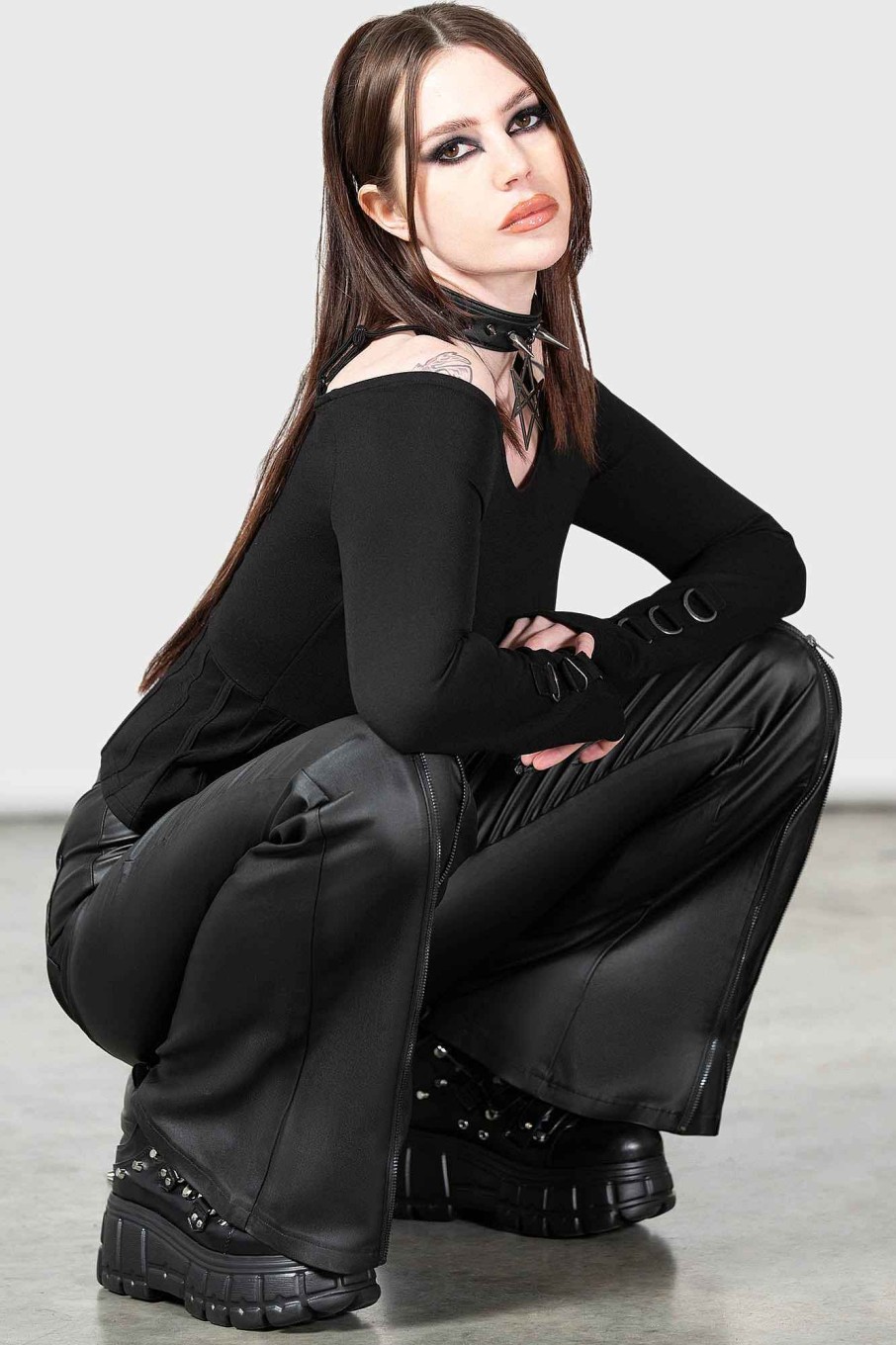 Women Killstar Bottoms | Maleficent'S Mirage Trousers Black