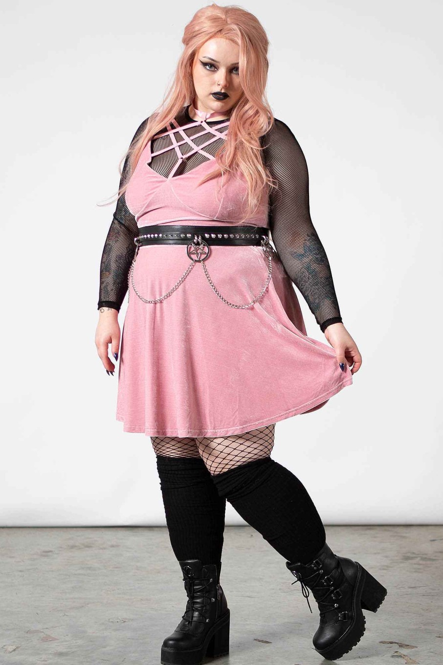 Plus KILLSTAR Dresses | Magica Skater Dress [Pastel ] [Plus] Pink