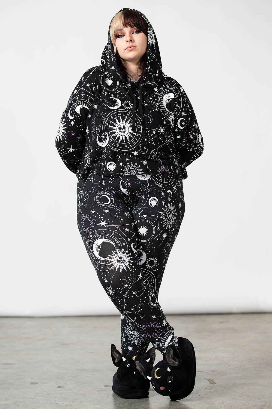 Plus KILLSTAR Outerwear | Galaxy Cropped Hoodie [Plus] Black