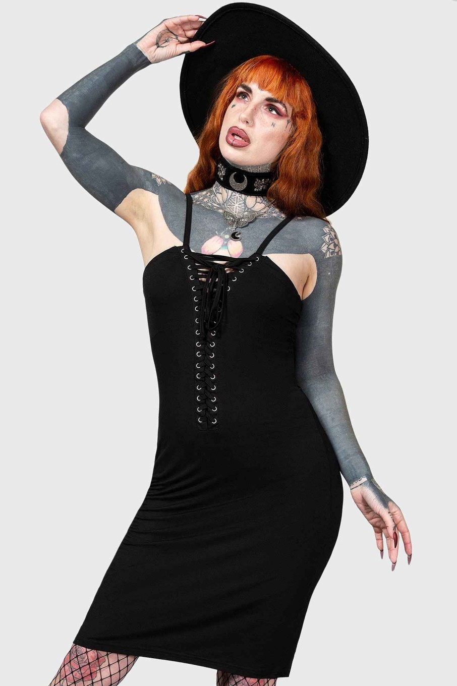 Women KILLSTAR Dresses | Reaping Hour Slip Dress Black