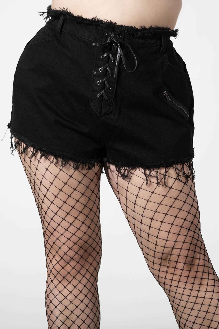 Plus KILLSTAR Bottoms | Lil' Devil Denim Shorts [Plus] Black