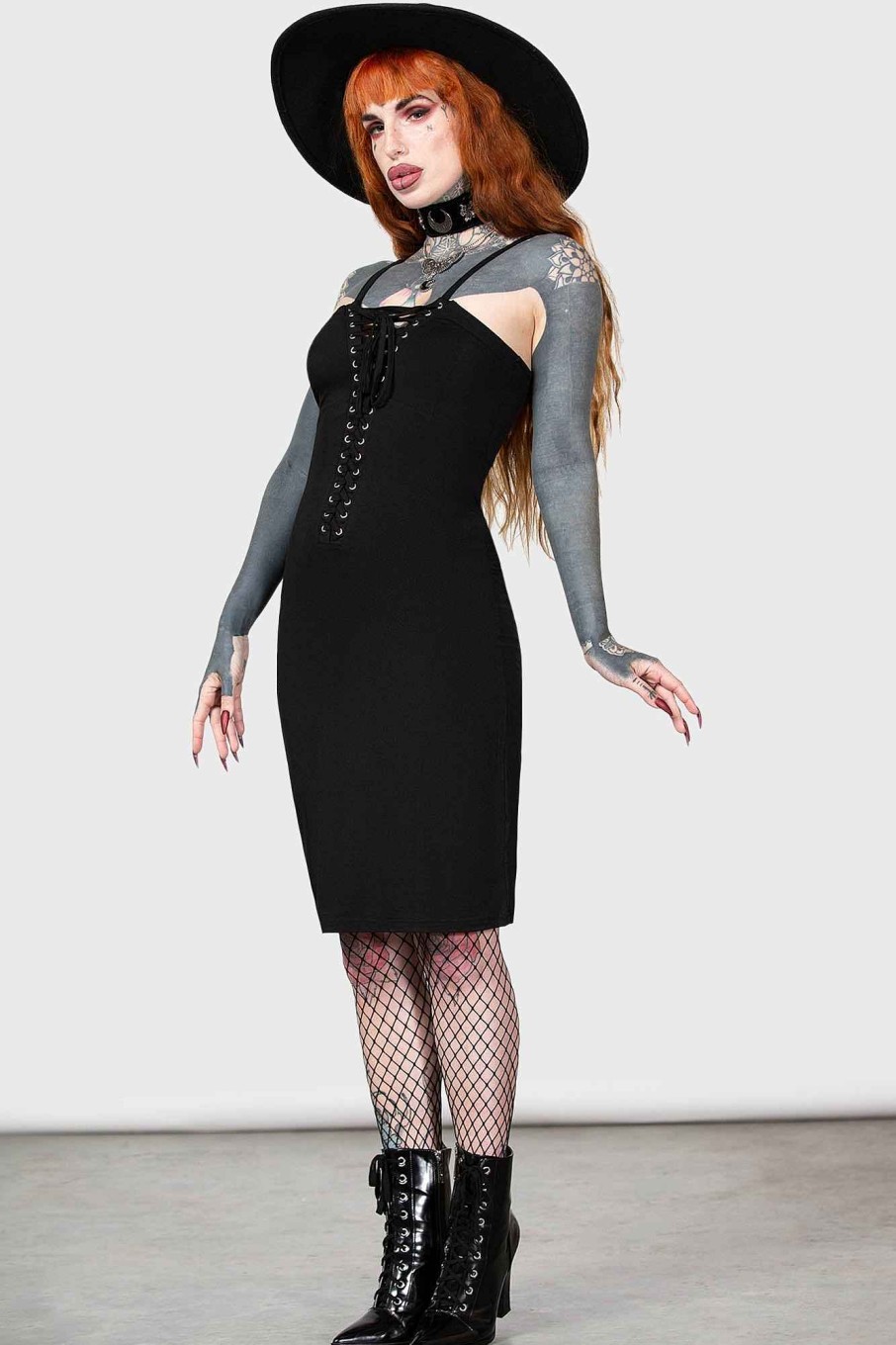 Women KILLSTAR Dresses | Reaping Hour Slip Dress Black