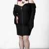 Plus KILLSTAR Dresses | Demelza Bardot Zip Dress [Plus] Black