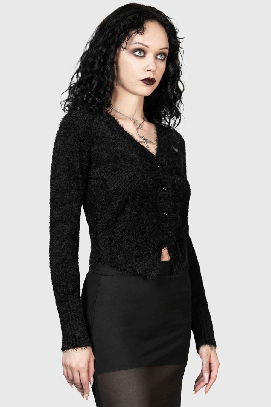 Women KILLSTAR Knitwear | Chiroptera Cardigan Black