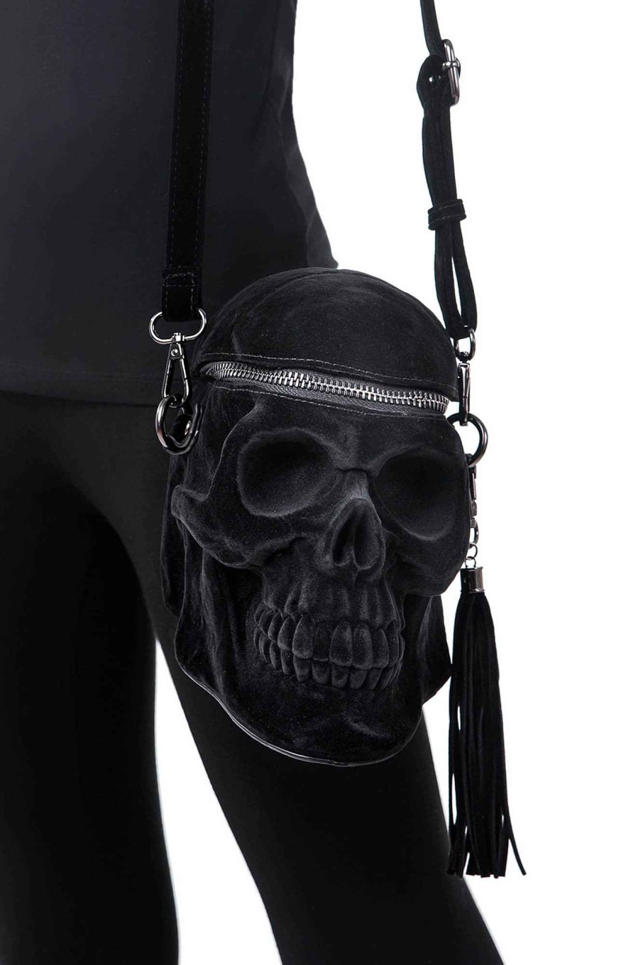 Accessories KILLSTAR Handbags | Grave Digger Skull Handbag [Velvet] Black