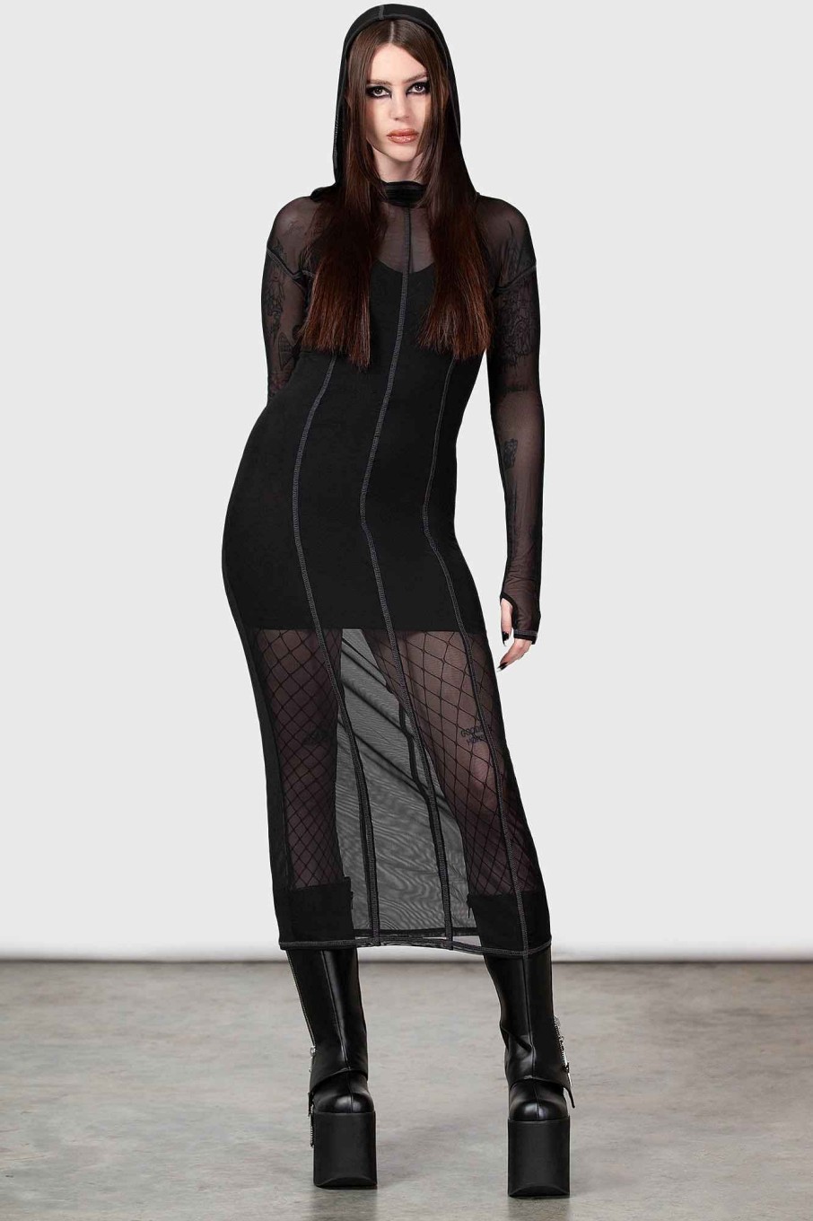 Women Killstar Dresses | Witchz Hoard Midi Dress Black