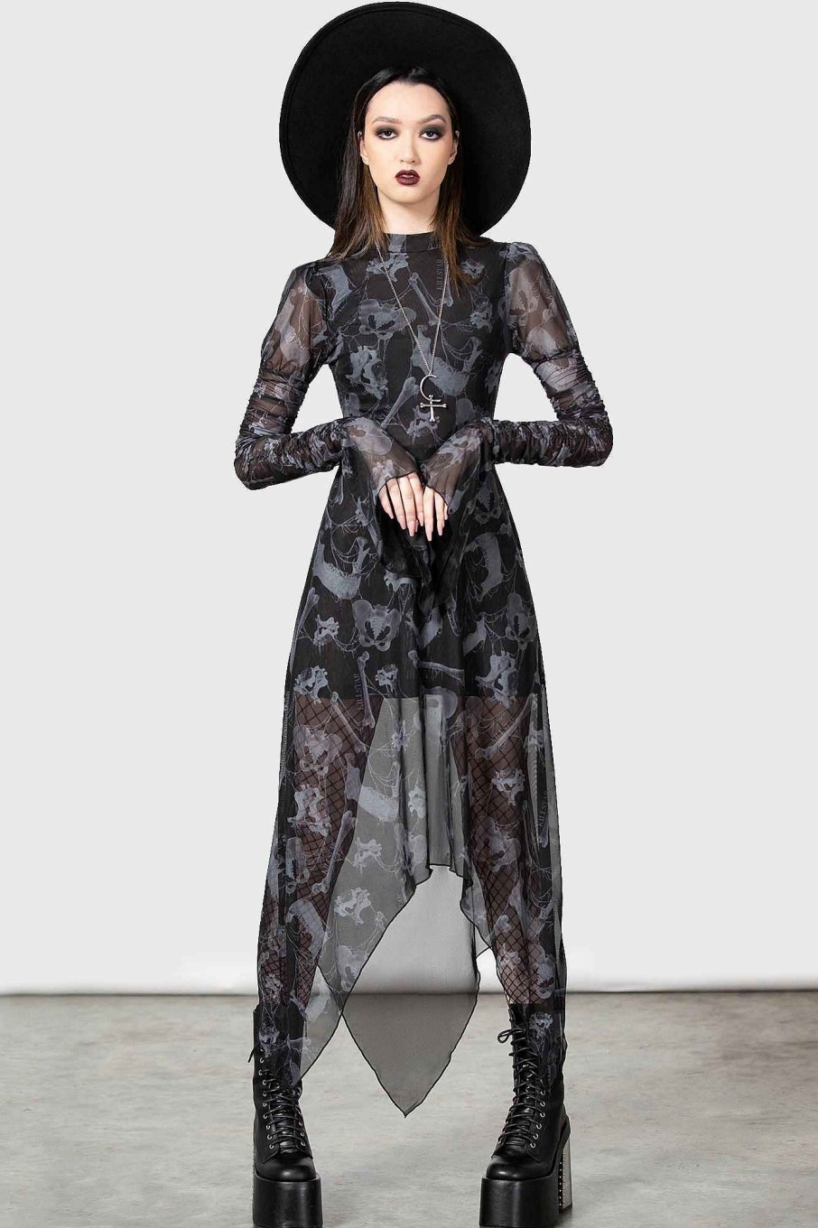 Women KILLSTAR Dresses | Glisten Long Sleeve Dress Black