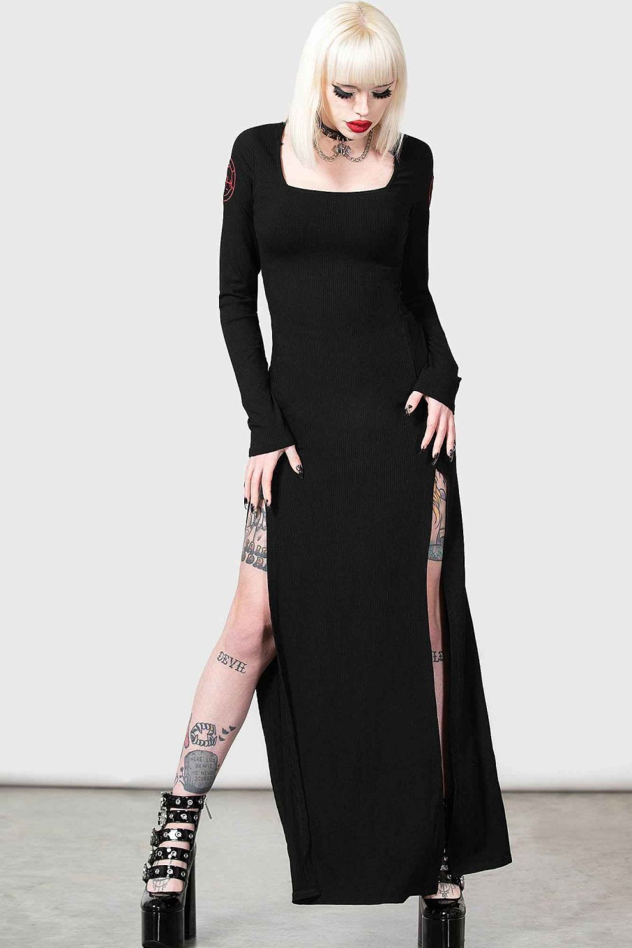 Women KILLSTAR Dresses | Lilith'S Rage Long Sleeve Dress Black