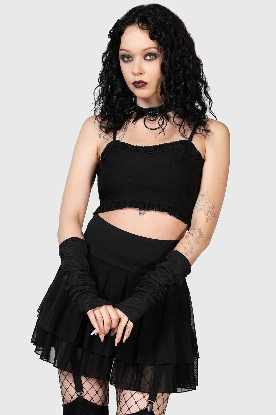 Women KILLSTAR Tops | Ines Crop Top Black