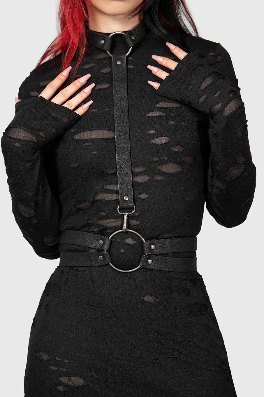 Women KILLSTAR Dresses | Sinners Glimmer Long Sleeve Dress Black