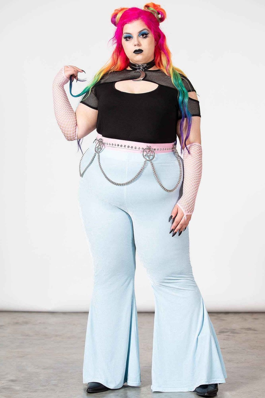 Plus KILLSTAR Co-Ords | Moondance Bell Bottoms [Pastel ] [Plus] Blue