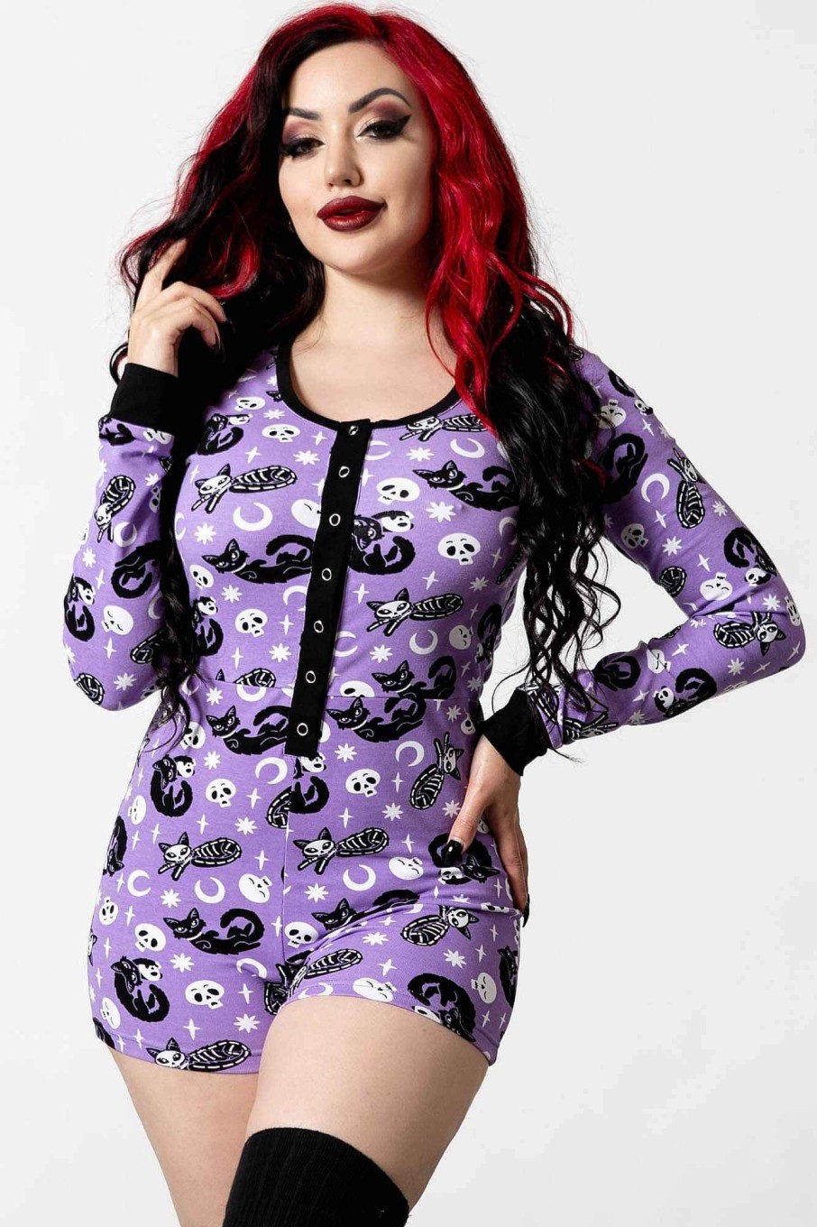 Women KILLSTAR Loungewear | Purr Off Playsuit [Plum] Purple