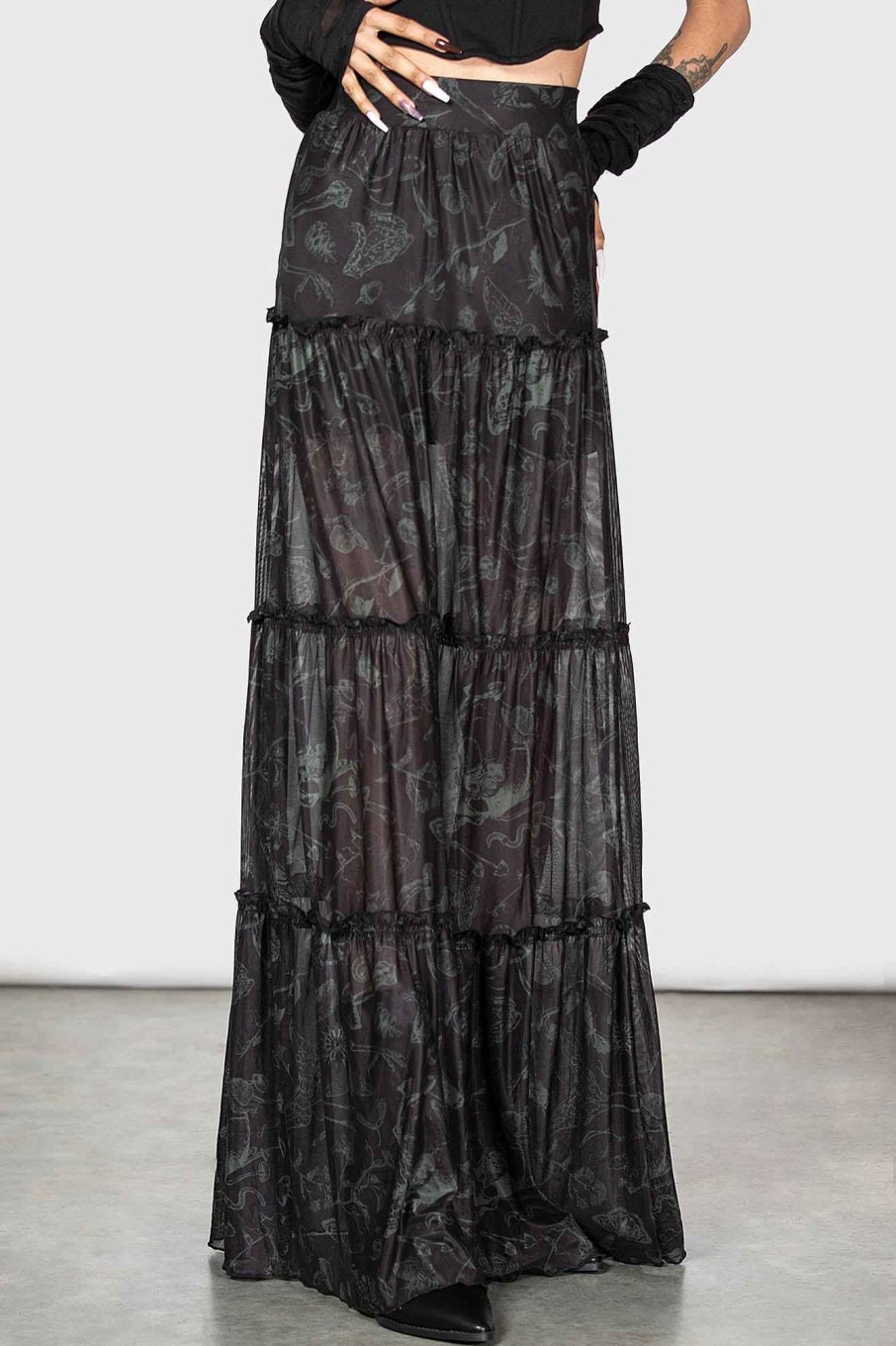 Women KILLSTAR Skirts | Ghosted Woods Maxi Skirt Black