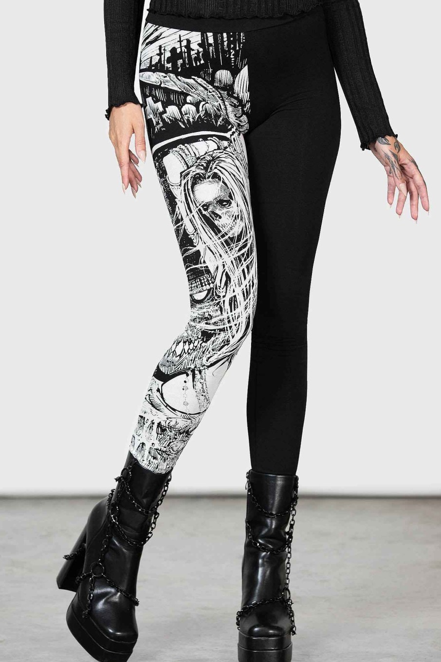 Women KILLSTAR Bottoms | Horned God Leggings Black/White