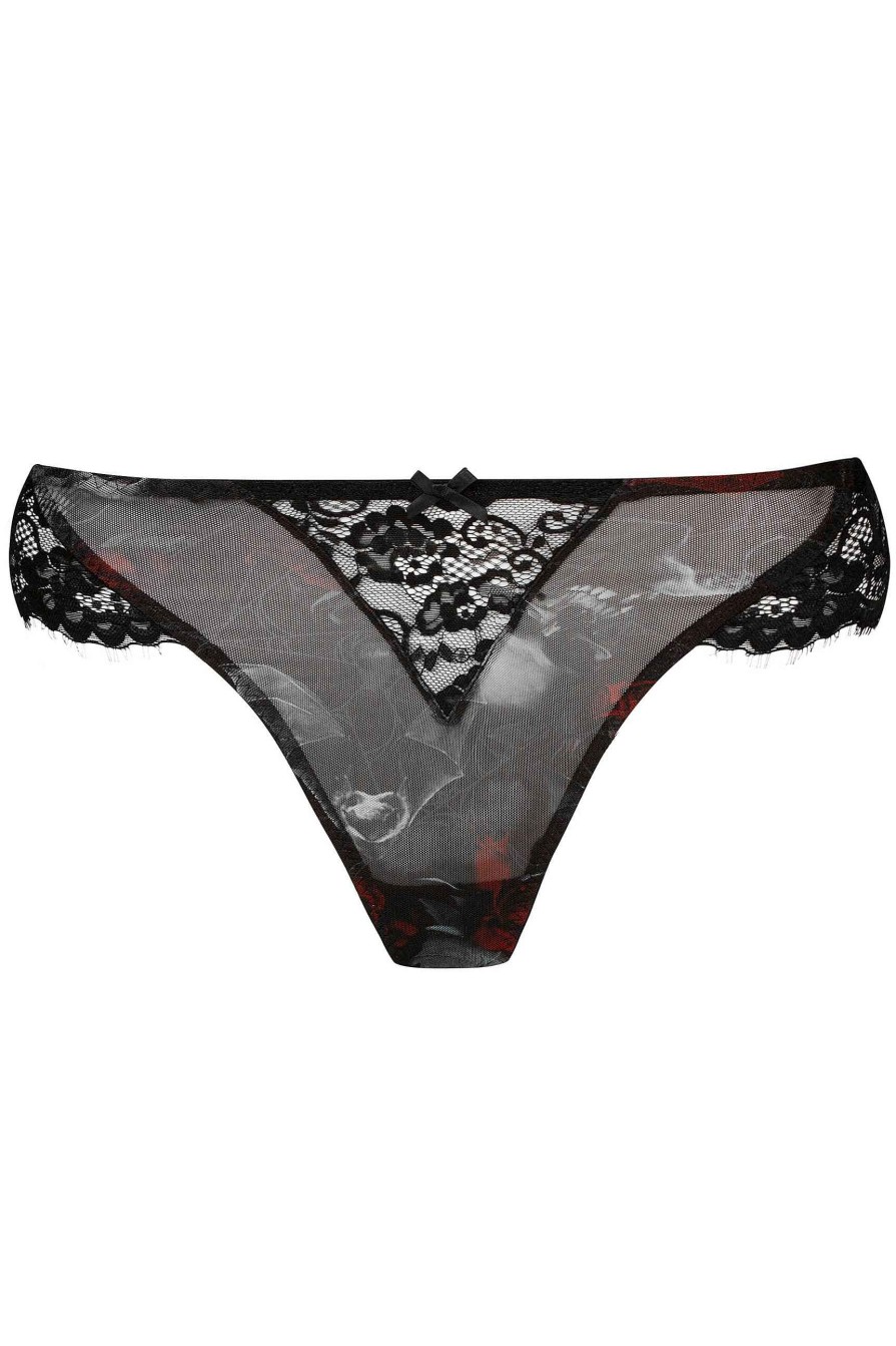 Plus KILLSTAR Intimates | Wild Rose Mesh Panty [Plus] Black