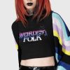 Women KILLSTAR Tops | Weirdest Folk Shrunken T-Shirt Black