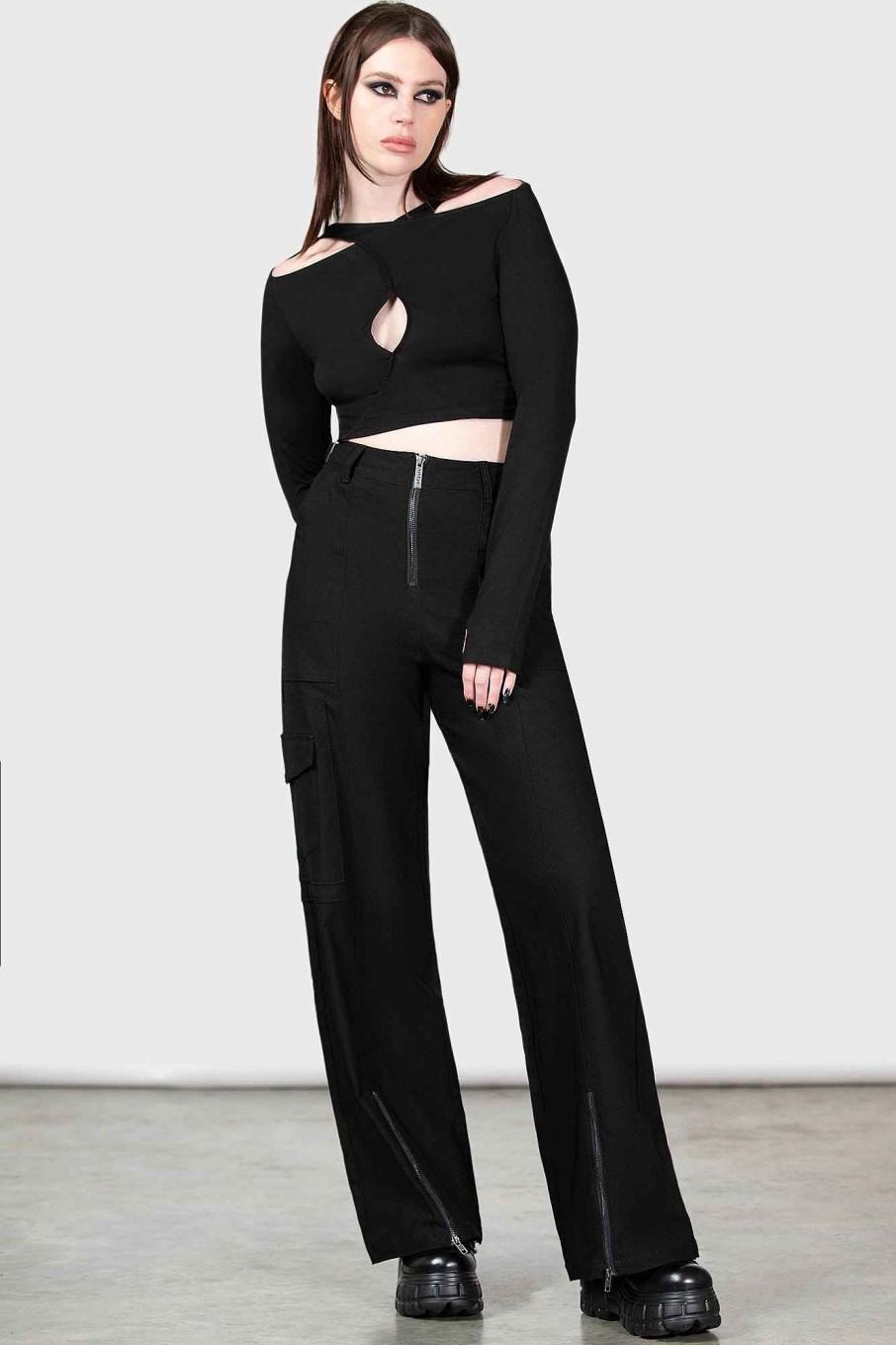 Women KILLSTAR Bottoms | Moray High Waisted Trousers Black