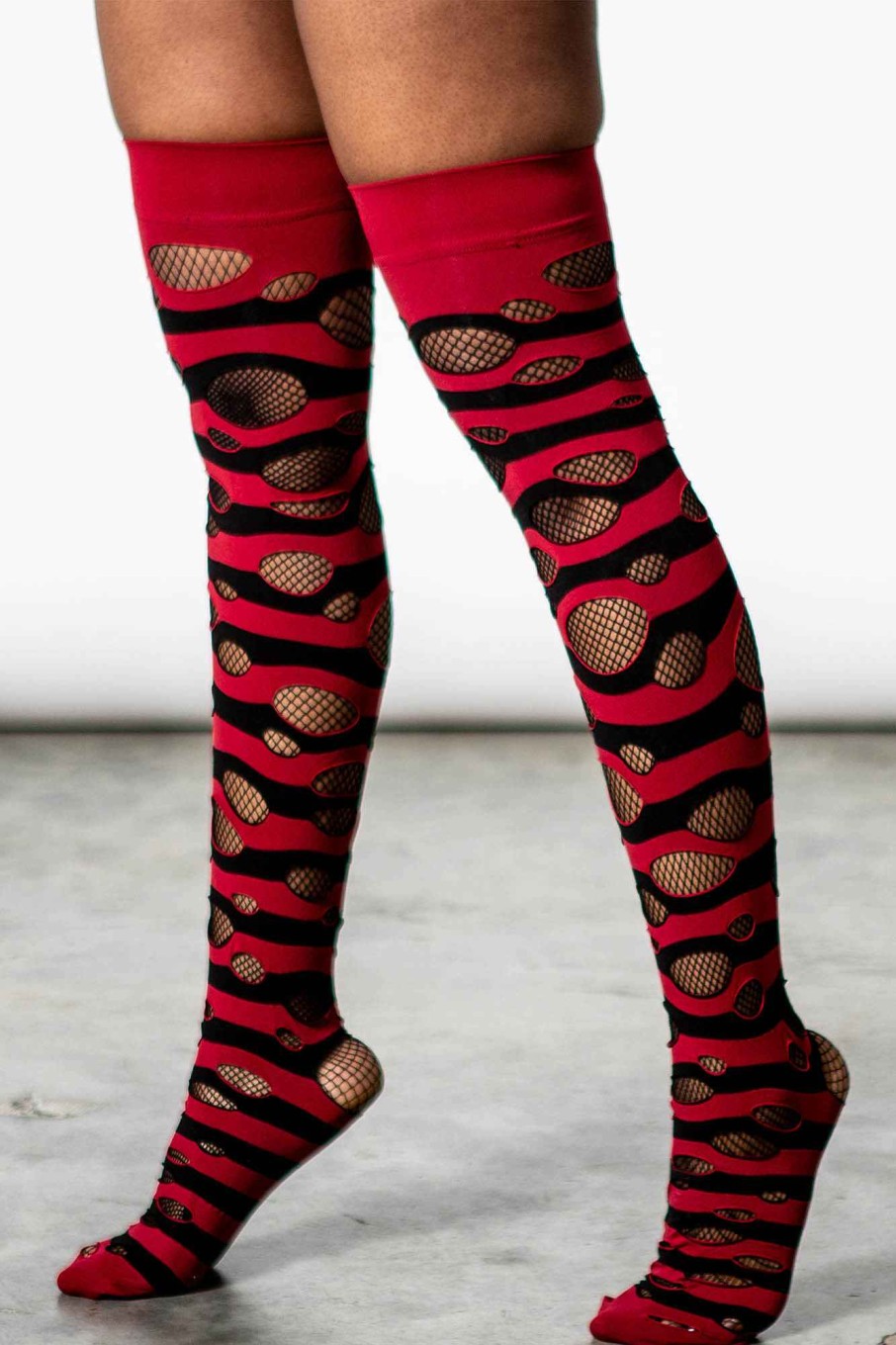 Accessories KILLSTAR Socks & Tights | Wretched Soul Distress Socks [Black/Blood] Red