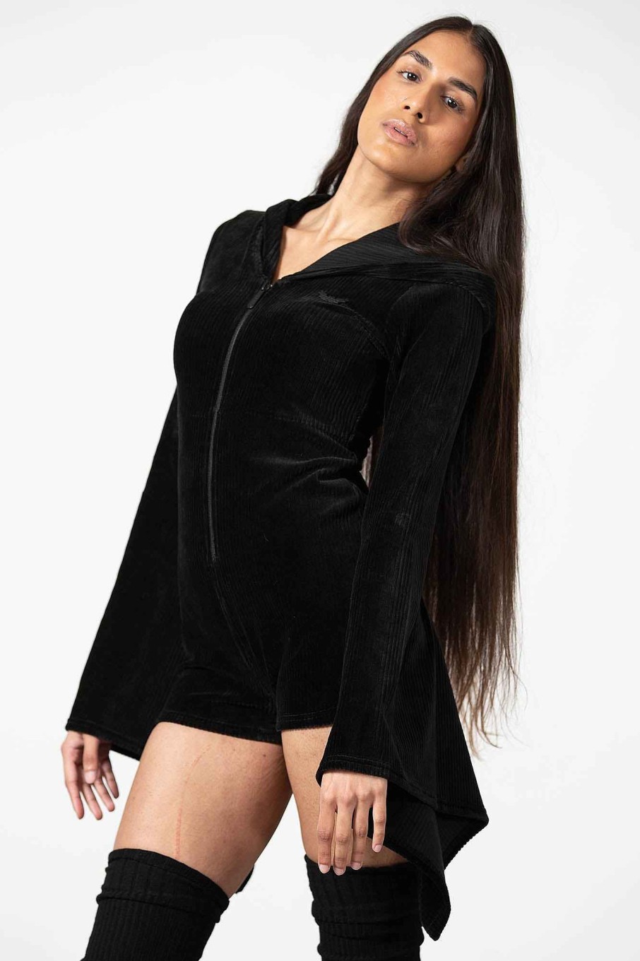 Women KILLSTAR Loungewear | Spirit Of Slumber Hooded Playsuit Black