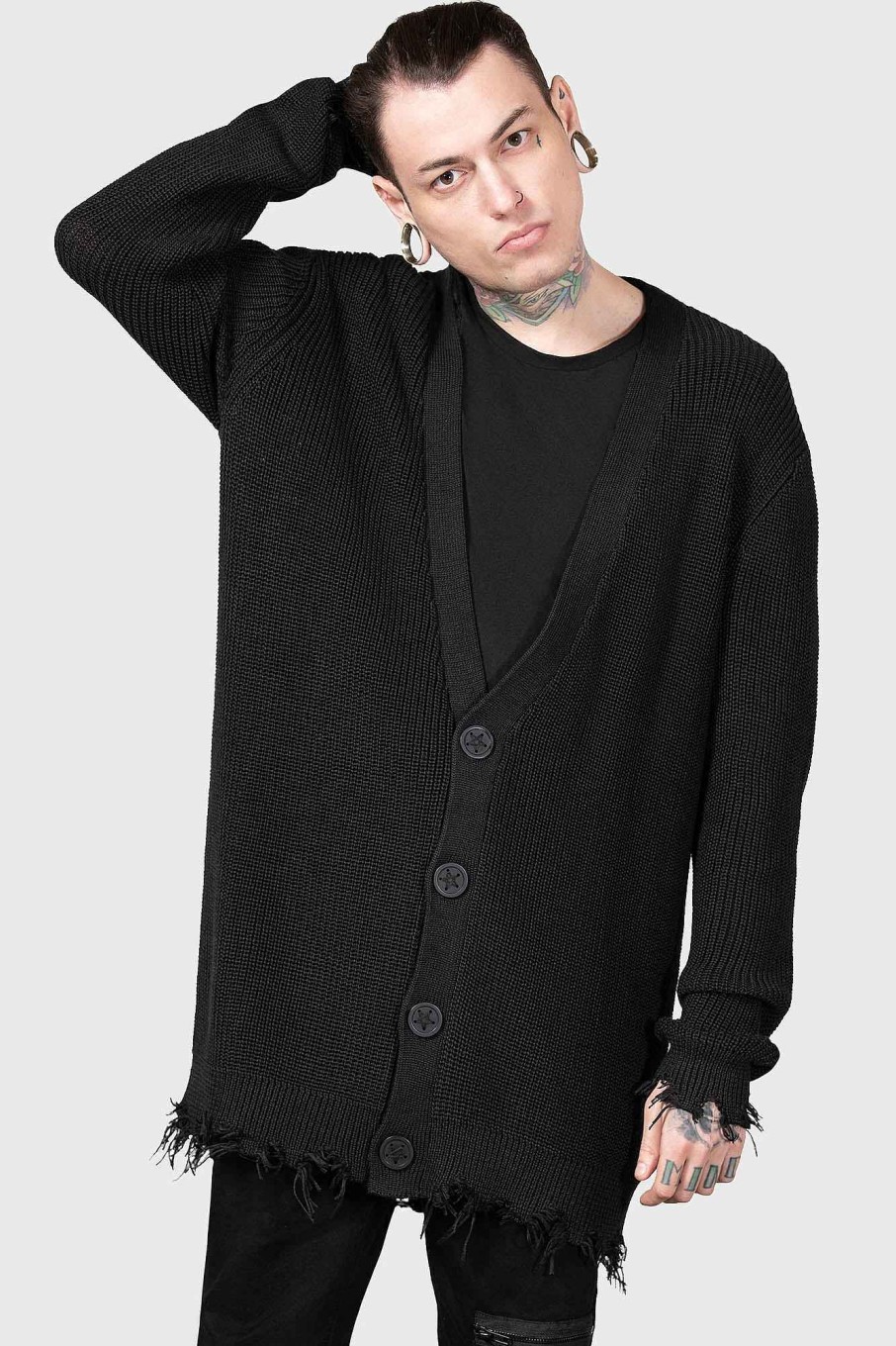 Men Killstar Knitwear | The Antisocials Cardigan Black