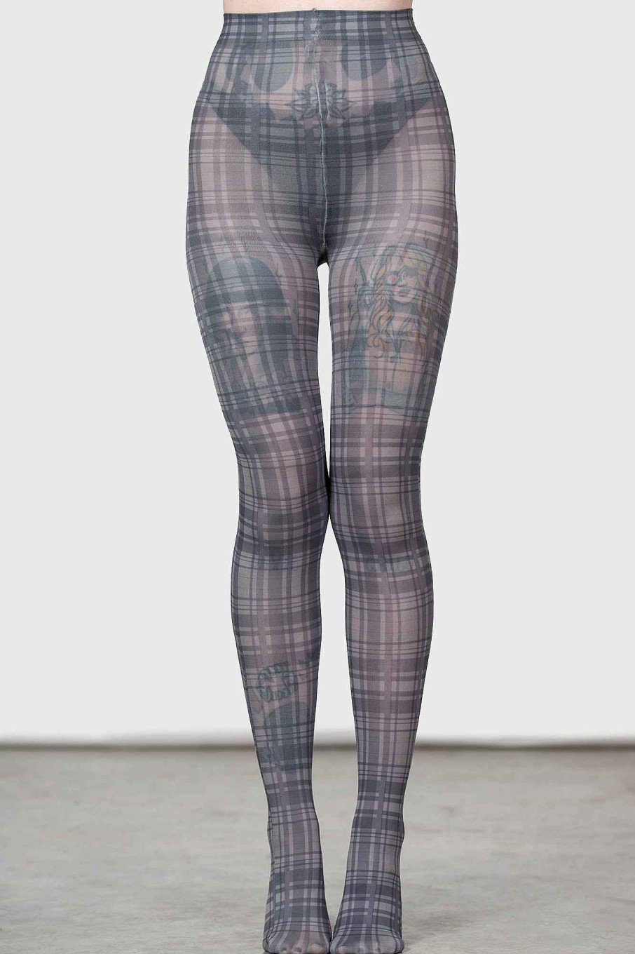 Accessories KILLSTAR Socks & Tights | Anna Tights Grey Tartan