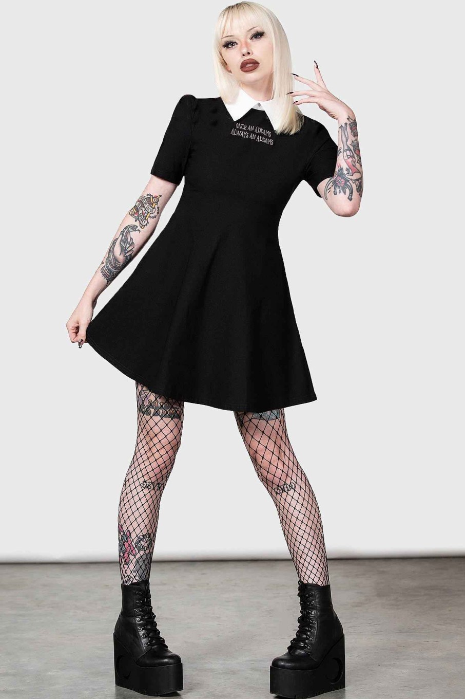 Women MGM WEDNESDAY Dresses | Est Heart Skater Dress Black