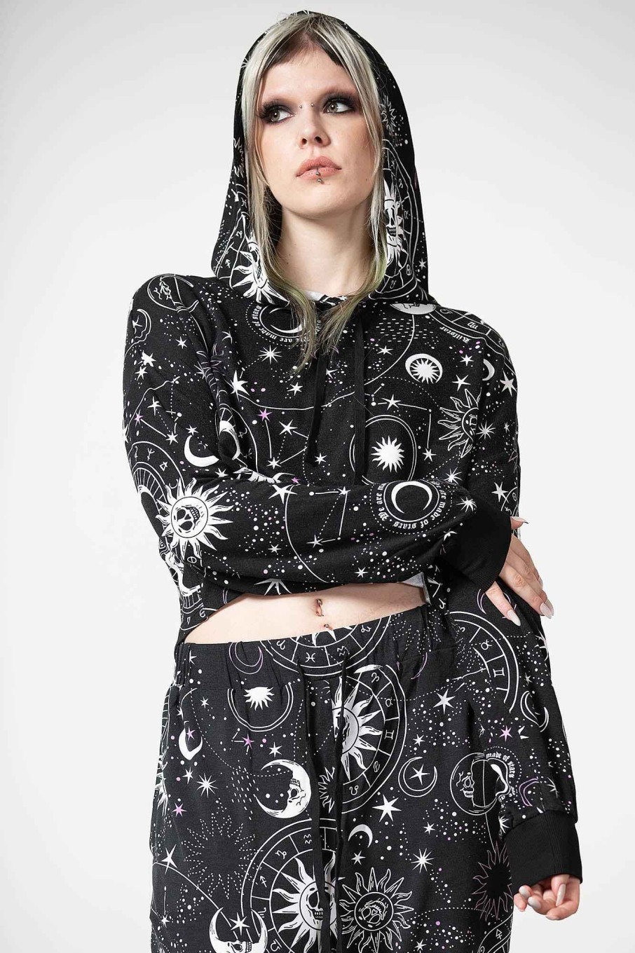 Women KILLSTAR Outerwear | Galaxy Cropped Hoodie Black