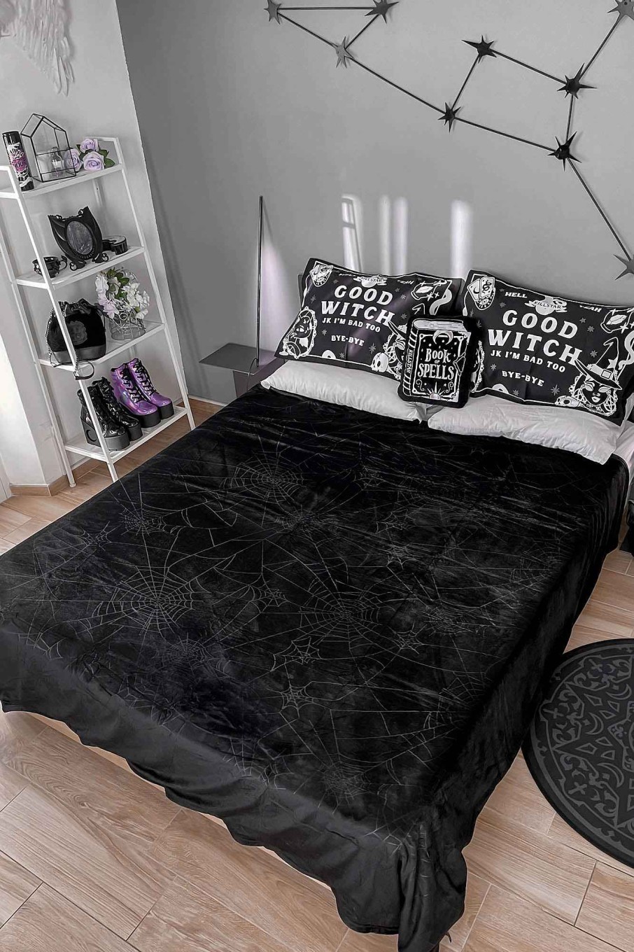 Home KILLSTAR Bedding & Cushions | Webbed Bedspread Black