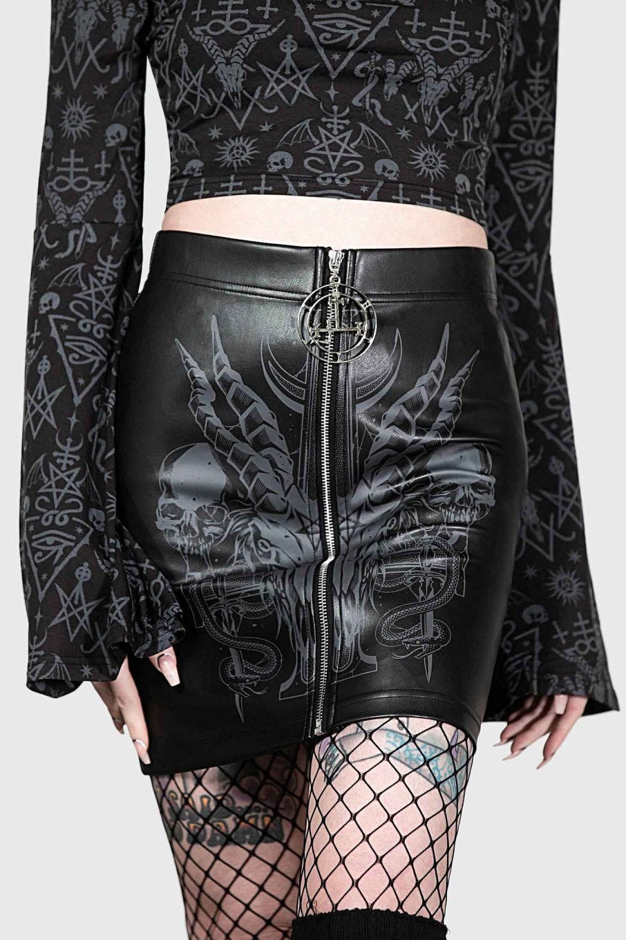 Women KILLSTAR Skirts | Scarlet Flame Mini Skirt Black