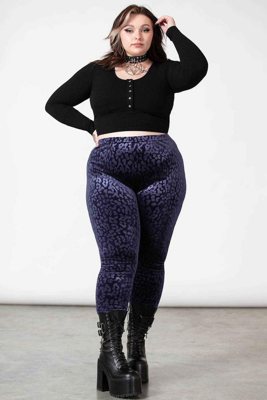 Plus KILLSTAR Bottoms | Caturday Leggings [Plum] [Plus] Purple